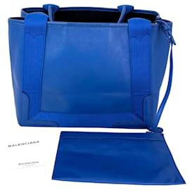 Balenciaga-Balenciaga Calfskin S Navy Cabas Blue Tote and Pouch Set-Blue