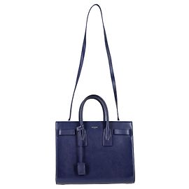 Sac De Jour Petit de Saint Laurent en cuir bleu marine Bleu Bleu Marine