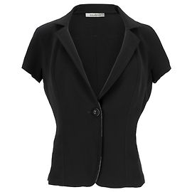 Max Mara Single-Breasted Short Sleeve Blazer in Black Wool Black