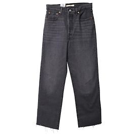 Levi's Ribcage Straight Ankle Jeans in Grey Cotton Denim Grey