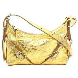 Bolsa de Ombro Mini de Couro Givenchy VOYOU Dourado Metálico