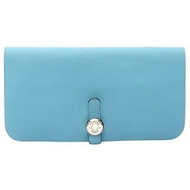 Hermès Cartera bifold larga Dogon Hermes Azul Azul