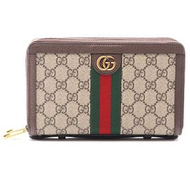 Gucci Ophidia Travel Case GG Supreme Wallet Brown Beige