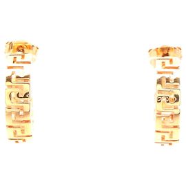 Versace Greca Gold Plated Earrings Golden Metallic