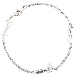 Yves Saint Laurent Bracciale Charm Cassandra in Ottone e Vetro Saint Laurent Argento Metallico