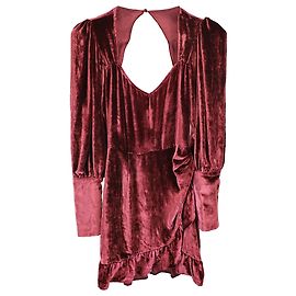 Abito Mini Wrap Fortune di Reformation in Velluto Borgogna Rosso Bordò