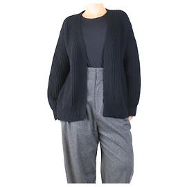 Sofie d'Hoore Schwarze gerippte offene Strickjacke - Größe M Schwarz