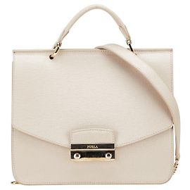 Bolsa de couro Furla Julia 2 em 1 Bege