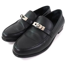 Mocassins de couro com fivela Kelly Destin da Hermès Preto