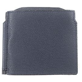 Valextra Bill Compartment Leather Money Clip Blue Navy blue