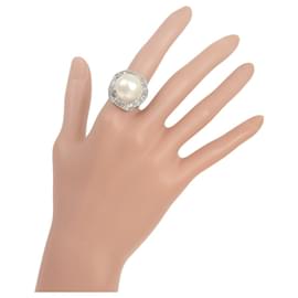 Autre Marque-Pt900 Platinum Pearl Diamond Ring-Silvery