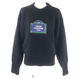 Pull en laine avec patch logo Louis Vuitton Noir