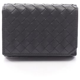 Bottega Veneta Intrecciato Tri-fold Wallet Black