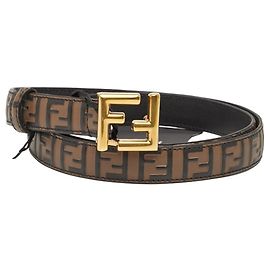 Cinto de couro Zucca da Fendi Marrom Preto