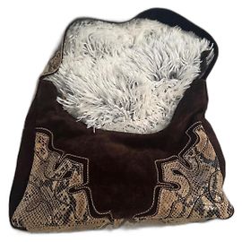 Bolso Braccialini de ante marrón con efecto pitón Marrón oscuro