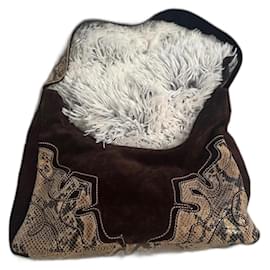 Sac à main Braccialini en daim marron effet python Marron foncé
