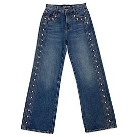 Jeans de perna reta de cintura alta studados Dylan Stoned Serendipity da Veronica Beard Azul