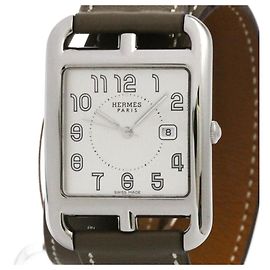 Relógio masculino em aço e couro Hermès Cape Cod Quartz CC2.710 Outro