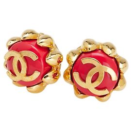 Orecchini a clip vintage Chanel Coco Mark Rosso D'oro