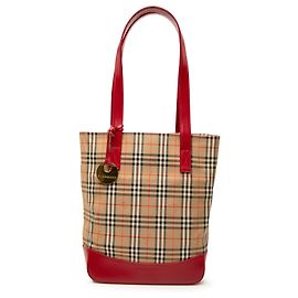 Burberry Braune Haymarket Check Canvas Tote Braun Beige Andere