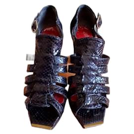 Robert Clergerie Sandalen aus Python Leder Schwarz Schwarz