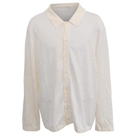 Theory Button Down Hemd aus Weißem Leinen Weiß Roh