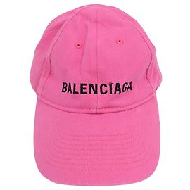 Boné de beisebol com logo Balenciaga em algodão rosa Marrom Rosa