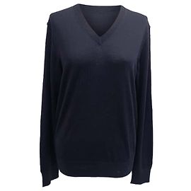 Dunkelblauer Wollpullover mit V-Ausschnitt von Dolce & Gabbana Blau Marineblau