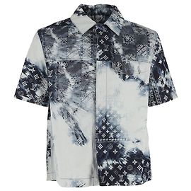 Camicia in denim a maniche corte Louis Vuitton Monogram in cotone blu Blu