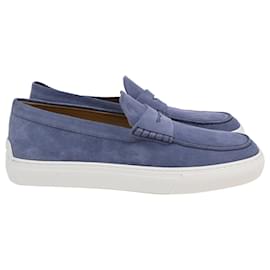 Tod's-Tod's Gommino Penny Loafers in Blue Suede-Blue,Light blue