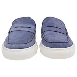 Tod's-Tod's Gommino Penny Loafers in Blue Suede-Blue,Light blue