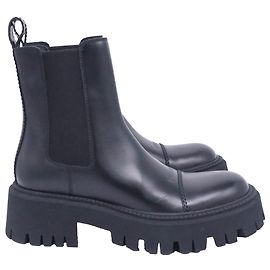 Botas Balenciaga Tractor 20mm en cuero de ternera liso negro Negro