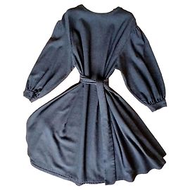 Vestido largo gris American Vintage de algodón con mangas abullonadas Gris