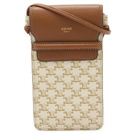 Céline Celine Triomphe Canvas Phone Pouch White Other