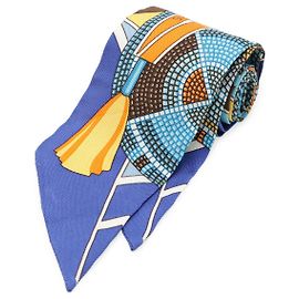 Bufanda de seda Twilly de Hermès Azul Multicolor Naranja