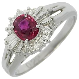 Autre Marque-Pt900 Platinum Ruby 0.48ct Diamond 0.22ct Ring-Silvery