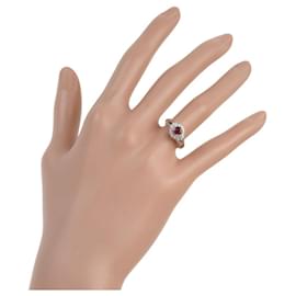 Autre Marque-Pt900 Platinum Ruby 0.48ct Diamond 0.22ct Ring-Silvery