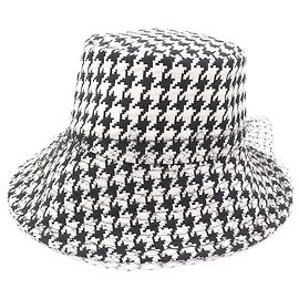 Sombrero de tul de pata de gallo Christian Dior Negro Blanco