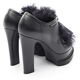 Louis Vuitton-Louis Vuitton Leather Fur Booties-Black
