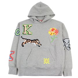 Oversized Pullover Kenzo Bestickter Hoodie Braun Grau