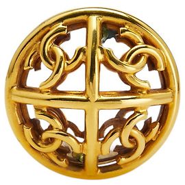 Spilla rotonda a specchio Coco Mark vintage di Chanel D'oro