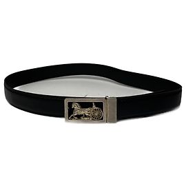 Céline Cinto preto com logo de carruagem vintage Celine Paris Preto