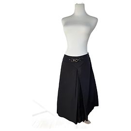 Céline Falda de seda vintage Celine Paris negra 36/S Negro