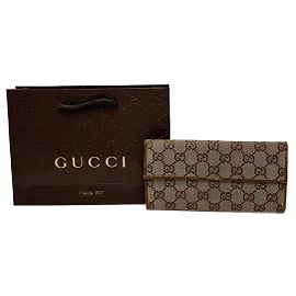 Vintage Gucci Monogram Wallet beige brown Beige
