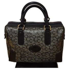 Borsa Boston Céline Diffusion beige e nera in pelle Nero Beige