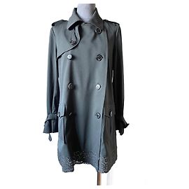 Dior Trenchcoat Khaki aus Wolle mit Spitzenbesatz Khaki