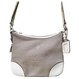 Prada Jacquard Handtasche in Eggshell aus Stoff Aus weiß