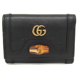 Billetera Compacta Gucci Bamboo Diana Negro