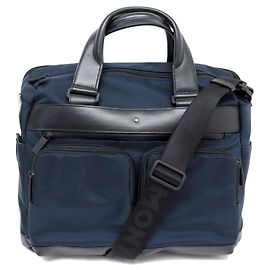NEW MONTBLANC NIGHTFLIGHT MEDIUM 124145 BLUE CANVAS SHOULDER BAG Blue