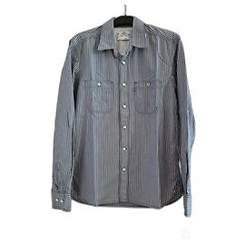 Camicia Levi's da uomo taglia S / 36 blu a righe bianche maniche lunghe 100% cotone Levi's Bianco Blu